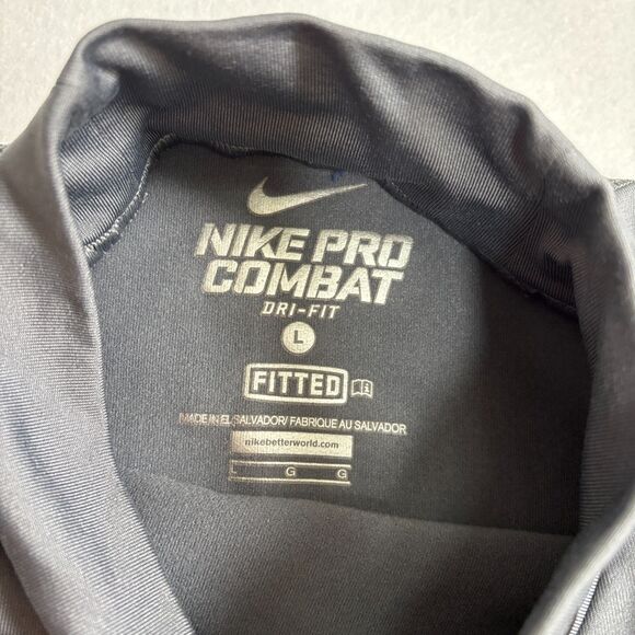 Nike Pro Combat Mock Neck Long Sleeve Mens L Training Shirt Dri Fit Activewear - Picture 3 of 9